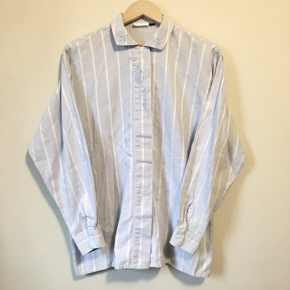 Vintage Canadian 100% Cotton Vertical Stripe Button Down Shirt - Picture 3 of 16